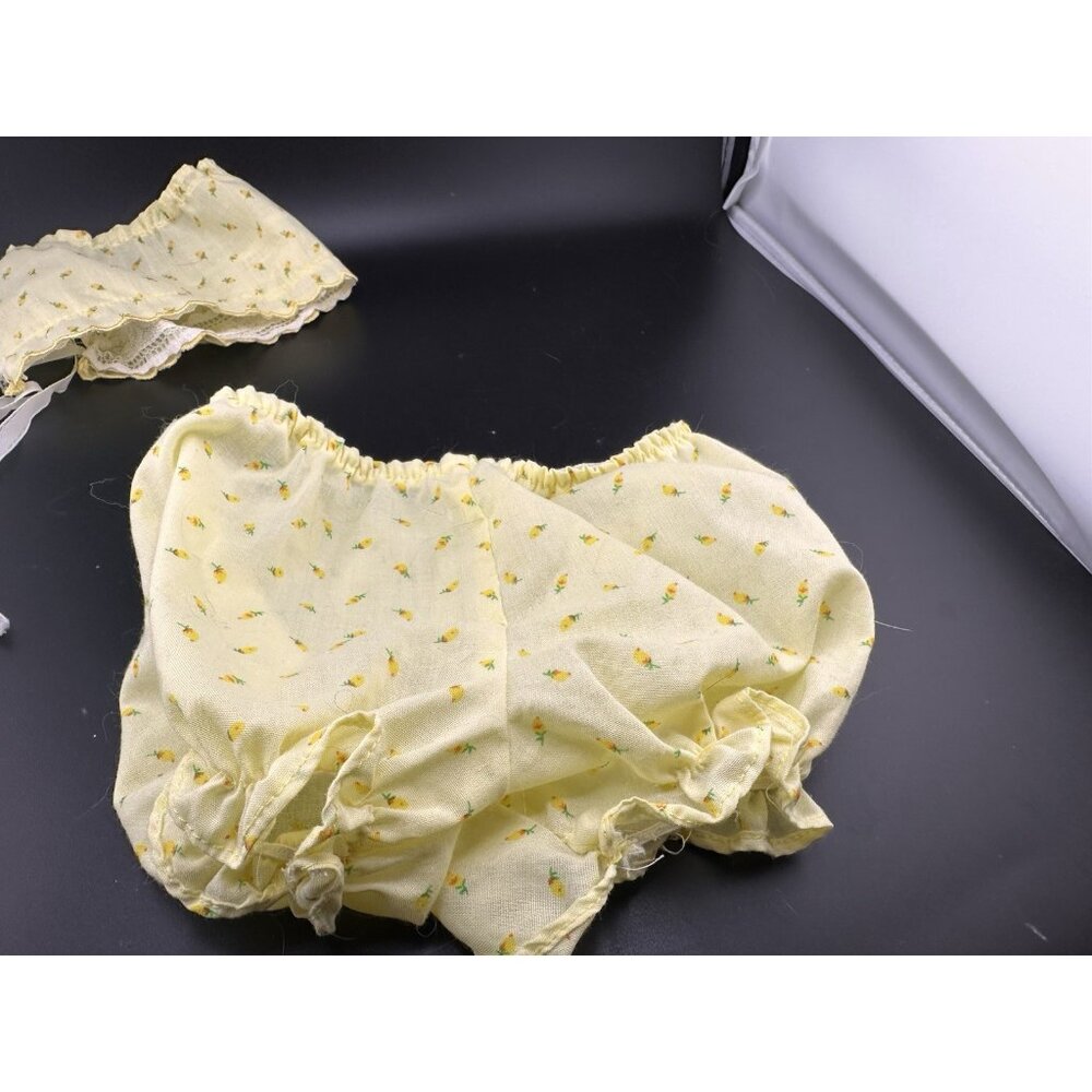 Cabbage Patch Kids Preemie Doll Coleco Yellow Tulips Bonnet Dress Bloomers READ - Picture 5 of 16